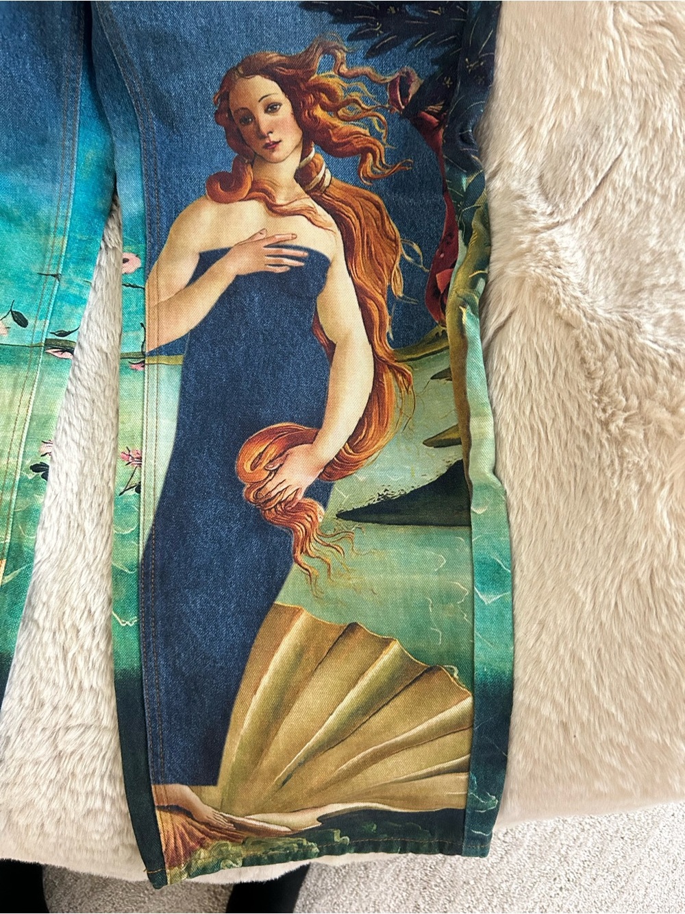 SHEIN MOD wide leg jean with Birth of Venus Motif size 25 - Picture 7 of 7